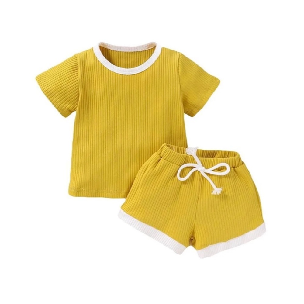 NWOT Boutique Ribbed Baby Neutral Summer Set